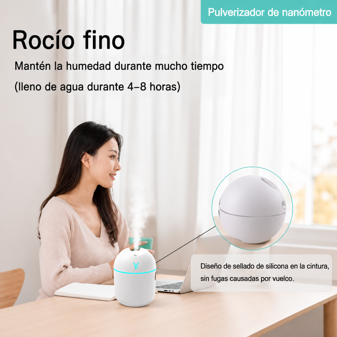 Humidificador de Aire USB 250 ml con Luz LED